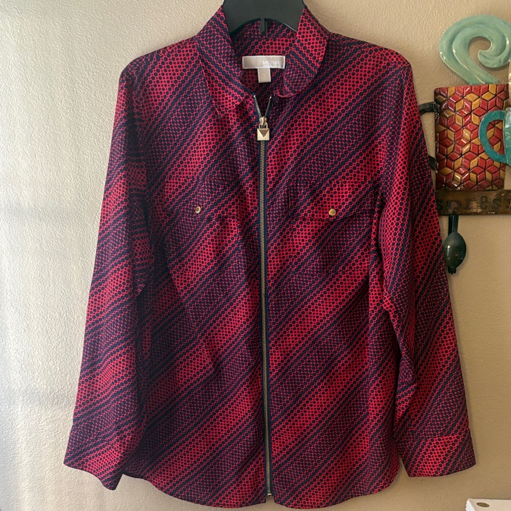 Michael Kors Red and Black Utility Jacket